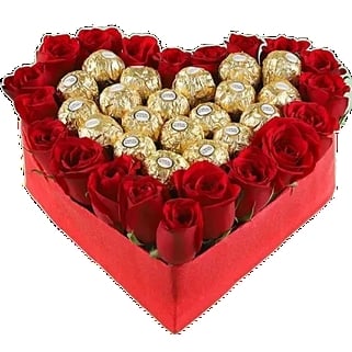 Heart Shape Roses Chocolate (As Shown)