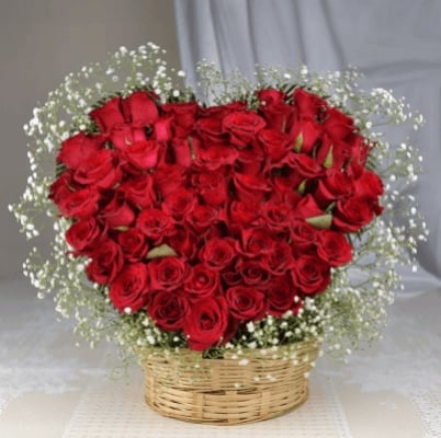 Heart Shape Arrangement Of 30 Red Roses (As Shown)