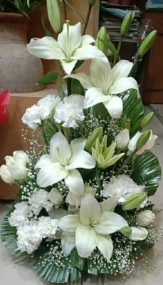 White Eternity Arrangement Of Mix Flowers (As Shown)