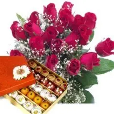 20 Roses 1 Kg Assorted Mithai (As Shown)