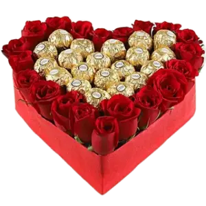 Heart Shape Roses Chocolate (As Shown)