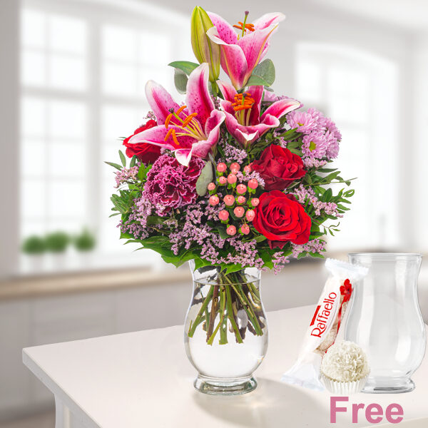 Flower Bouquet Muttergluck With Vase And Ferrero Raffaello