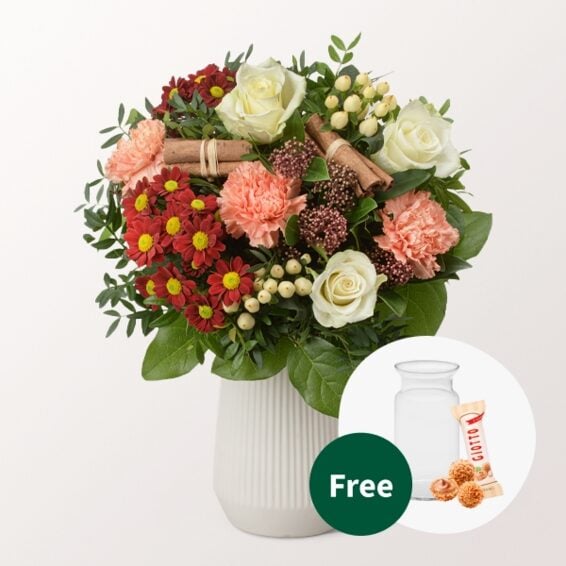 Flower Bouquet Winterbote with vase & 3 Ferrero Giotto