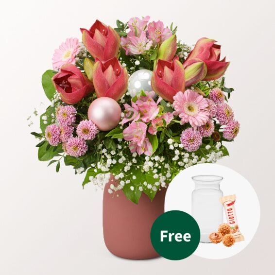 Flower Bouquet Winterspiel with vase & 3 Ferrero Giotto