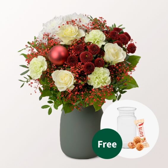 Flower Bouquet Winterzeit with vase & 3 Ferrero Giotto