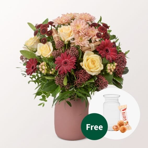 Flower Bouquet Sterntaler with vase & 3 Ferrero Giotto