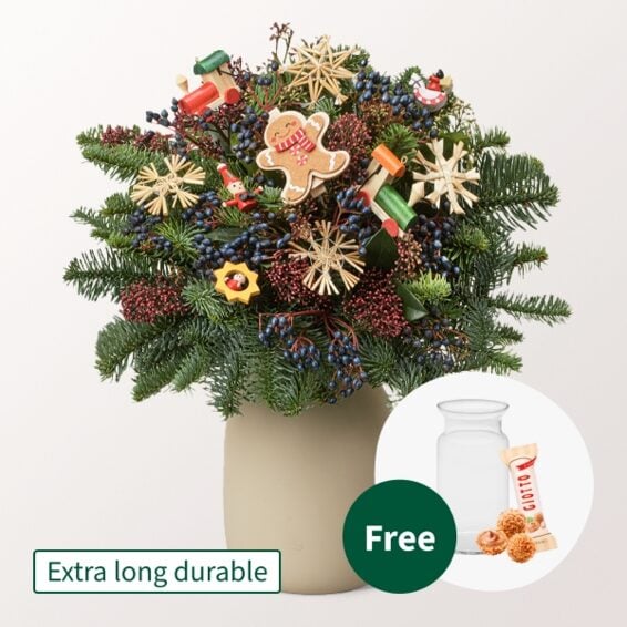 Flower Bouquet Bescherung with vase & 3 Ferrero Giotto