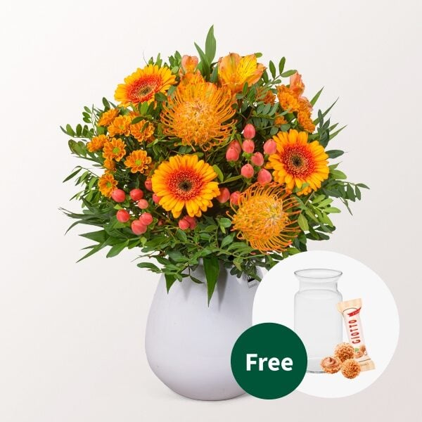 Flower Bouquet Herbsttraum with vase & Teaballs & 3 Ferrero Giotto