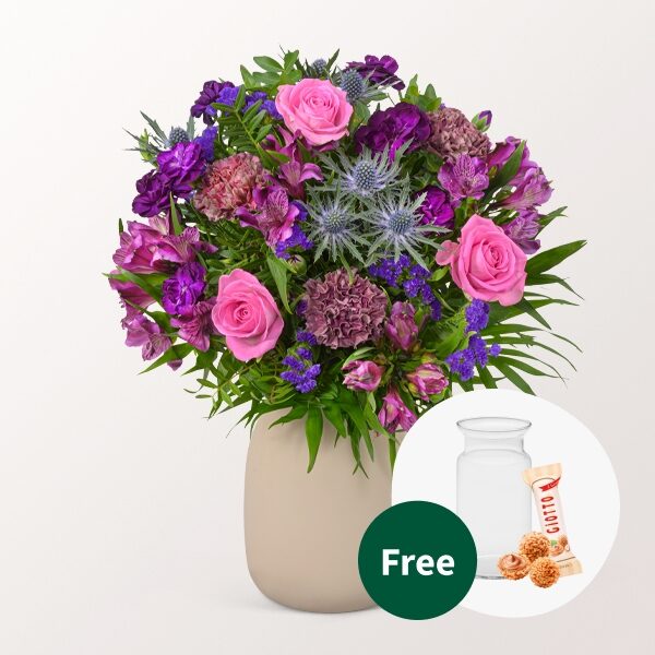 Flower Bouquet Blutenstar with vase & Teaballs & 3 Ferrero Giotto