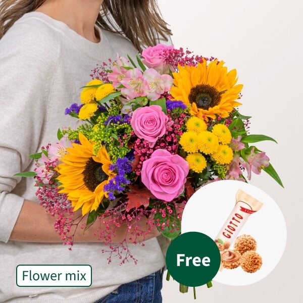 Flower Mix Zarter GruÃŸ with 3 Ferrero Giotto