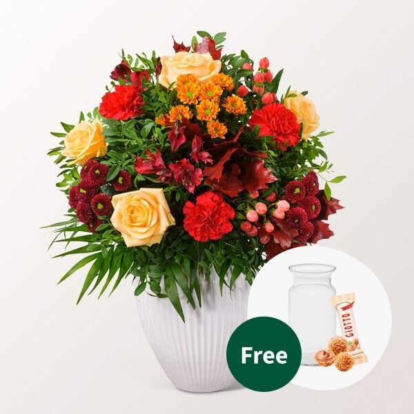 Flower Bouquet Danke with vase & 3 Ferrero Giotto