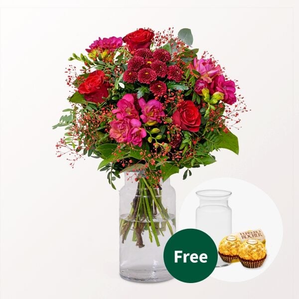 Flower Bouquet Liebesbrise with vase & 2 Ferrero Rocher