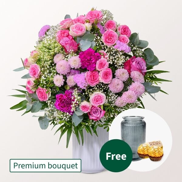 Flower Bouquet Blütenliebe with vase & 3 Ferrero Giotto