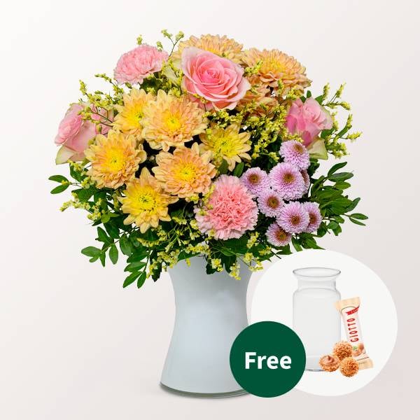 Flower Bouquet Poesie with vase & 3 Ferrero Giotto