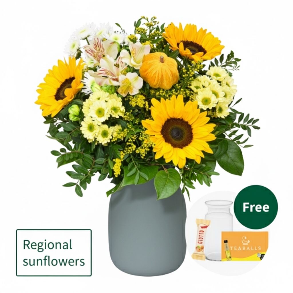 Flower Bouquet Herbstfrische with vase & Teaballs & 3 Ferrero Giotto