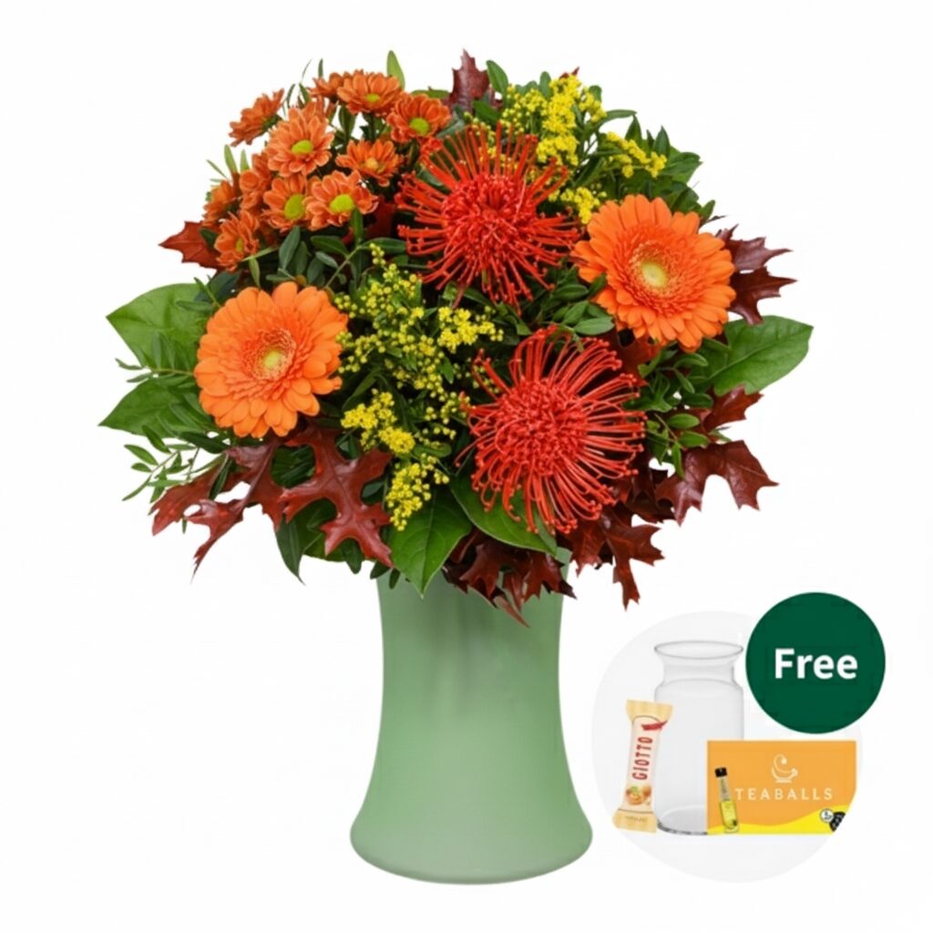 Flower Bouquet Herbstbrise with vase & Teaballs & 3 Ferrero Giotto