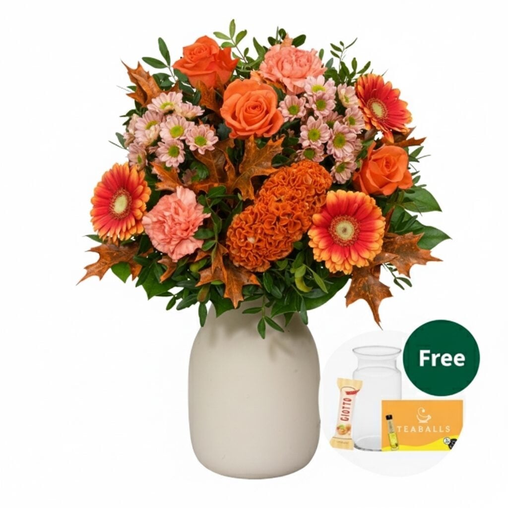 Flower Bouquet Herbstgluck with vase & Teaballs & 3 Ferrero Giotto