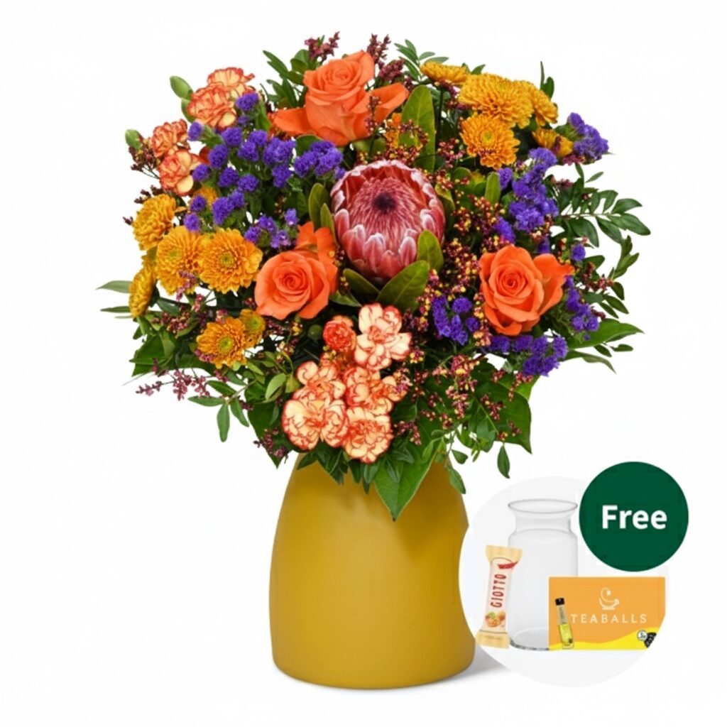 Flower Bouquet Herbstfrisch with vase & Teaballs & 3 Ferrero Giotto