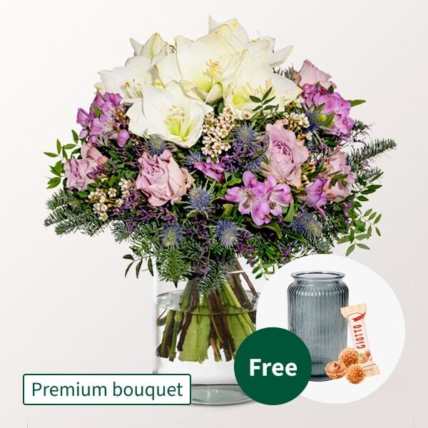 Premium Bouquet Winterhauch with premium vase