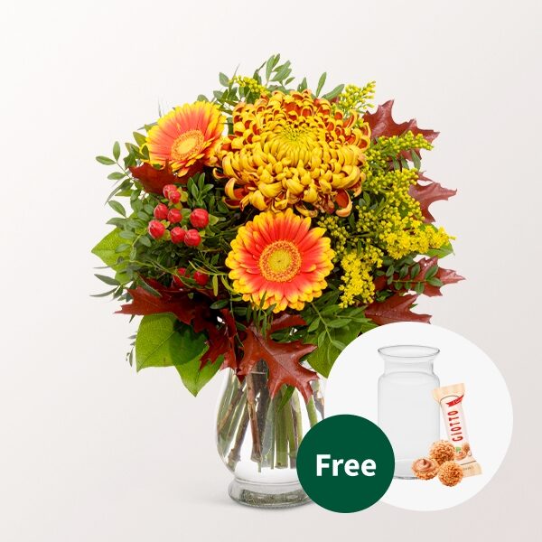 Flower Bouquet Herbstsymphonie with vase & Teaballs & 3 Ferrero Giotto