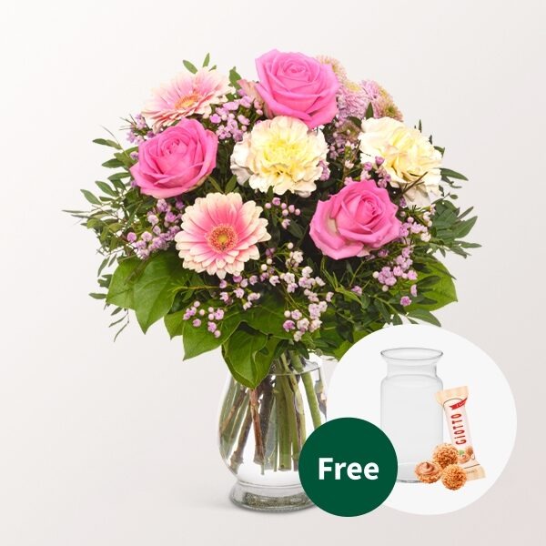 Flower Bouquet HerbstglÃ¼ck with vase & 3 Ferrero Giotto