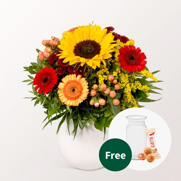 Flower Bouquet Herbstfest with vase & Teaballs & 3 Ferrero Giotto