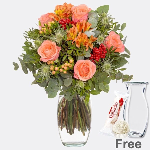 Flower Bouquet Herbsterwachen with Vase & Ferrero Raffaello
