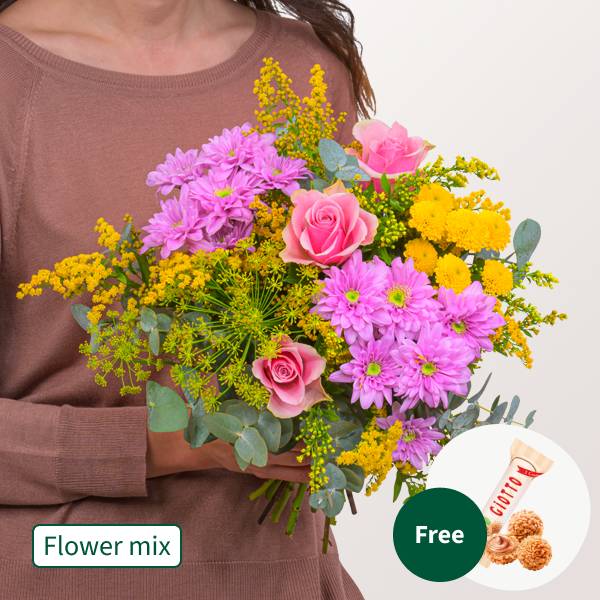 Flower Mix Blutengruß with 3 Ferrero Giotto