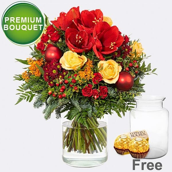 Premium Bouquet GroÃŸe Bescherung with premium vase