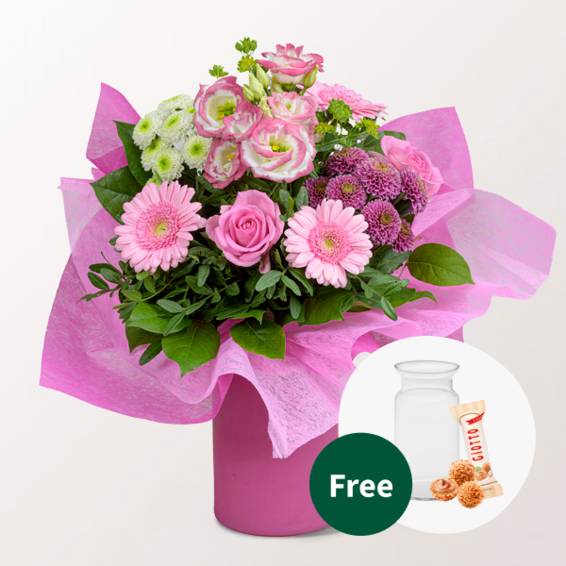 Flower Bouquet Love Vibration with vase & 3 Ferrero Giotto