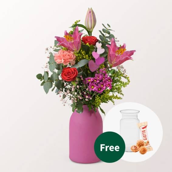 Flower Bouquet Poesie with vase & 3 Ferrero Giotto