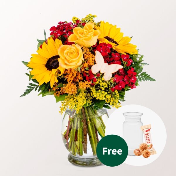 Flower Bouquet Mamas Lacheln With Vase And Ferrero Raffaello
