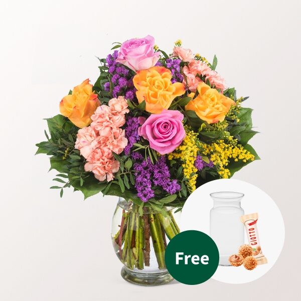 Flower Bouquet Farbenspiel with vase & Teaballs & 3 Ferrero Giotto