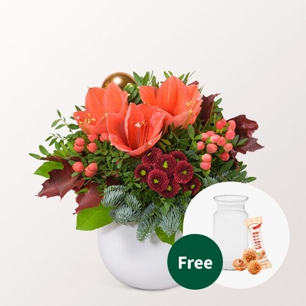Flower Bouquet Weihnachtsmorgen with vase & 2 Ferrero Rocher