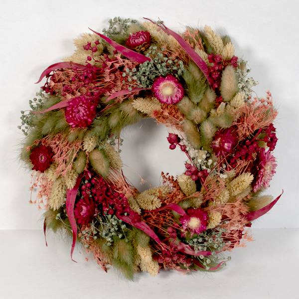 Dry Wreath Bordeaux Blossom 30 cm