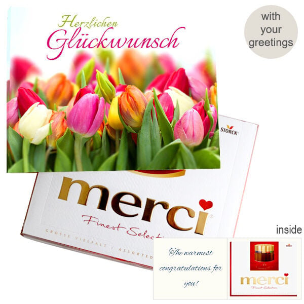 Personal Greeting Card With Merci: Herzlichen Glã¼Ckwunsch (250G)