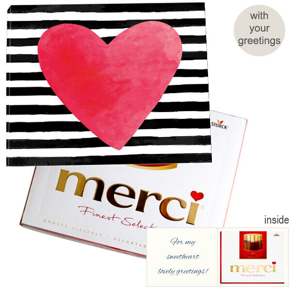 Personal greeting card with Merci: Heart (250 g)
