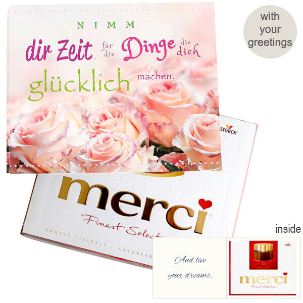 Personal greeting card with Merci: Nimm dir Zeit... (250 g)