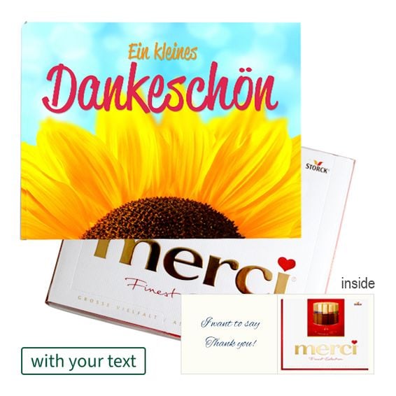 Personal greeting card with Merci: Ein kleines Dankeschon (250 g)