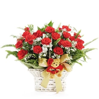 24 Red Roses Basket (Medium)