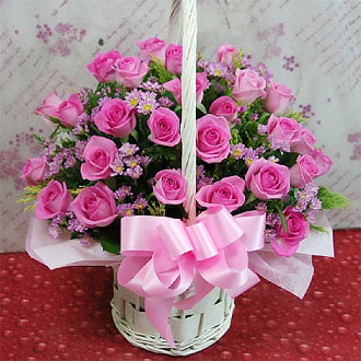 24 roses flower basket A (Large)