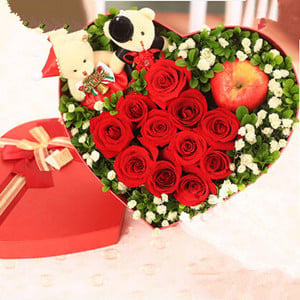 Carnations And Rose Vase Arrangement