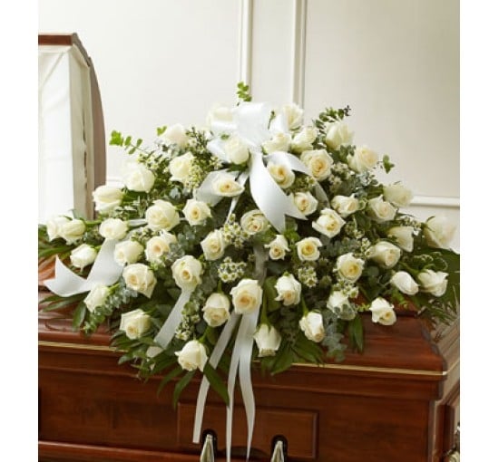 White Rose Half Casket Cover (Basic)