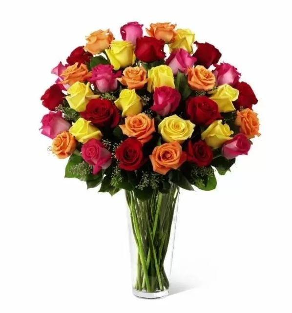 Bouquet Of Multicolored Roses (Deluxe)