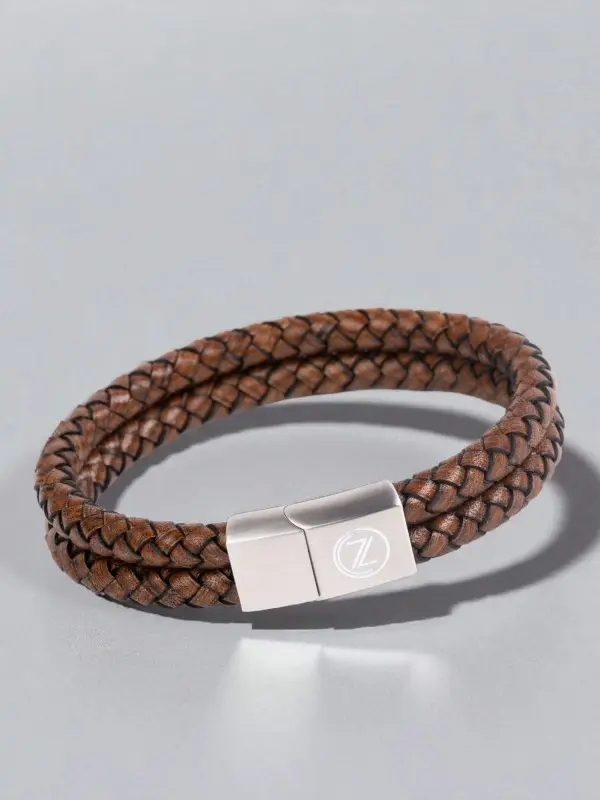 Bracelet For Men - Vintage Brown Leather
