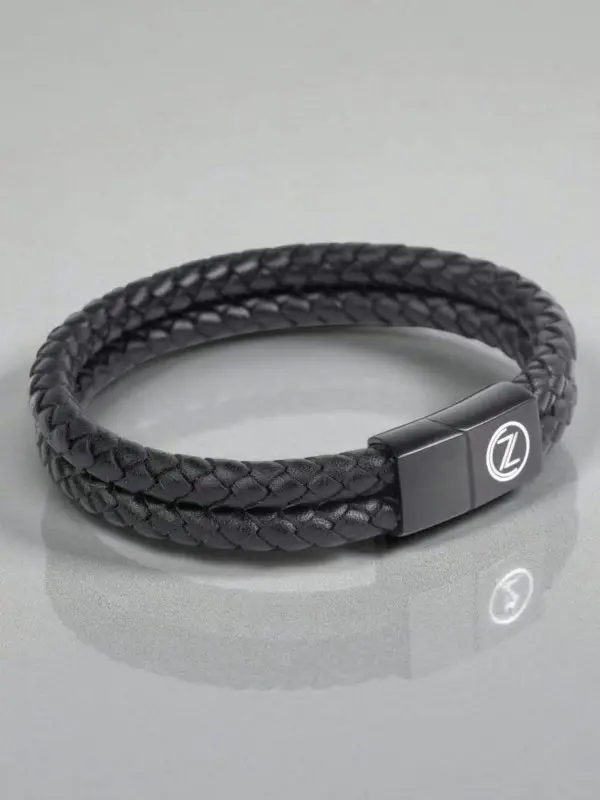 Bracelet For Men - Black Leather