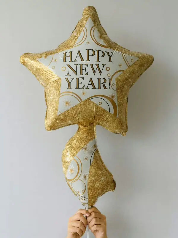 27" SuperShape New Years Shooting Gold Star Balloon