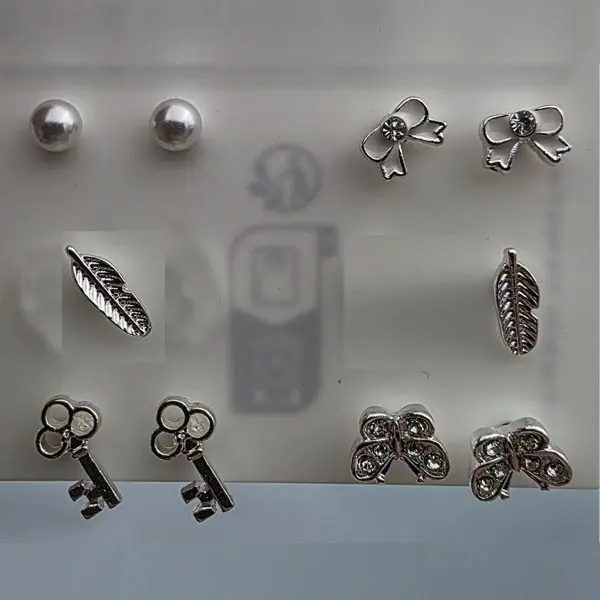 Fashion Earrings Set – Silver-Tone (5 pairs)