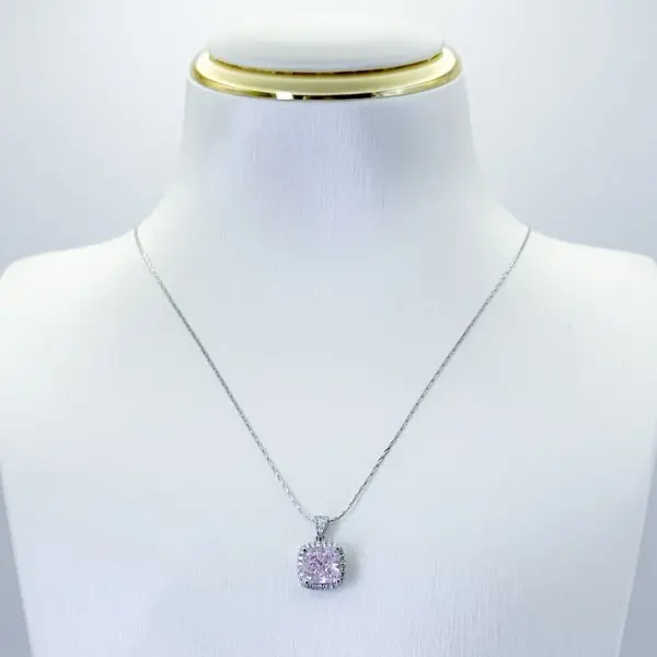 Lab-Grown Alexandrite & Moissanite Necklace – 18K White Gold Vermeil