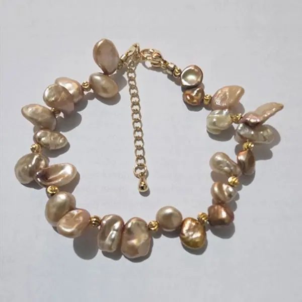 Champagne Baroque Pearl Bracelet – Natural Elegance